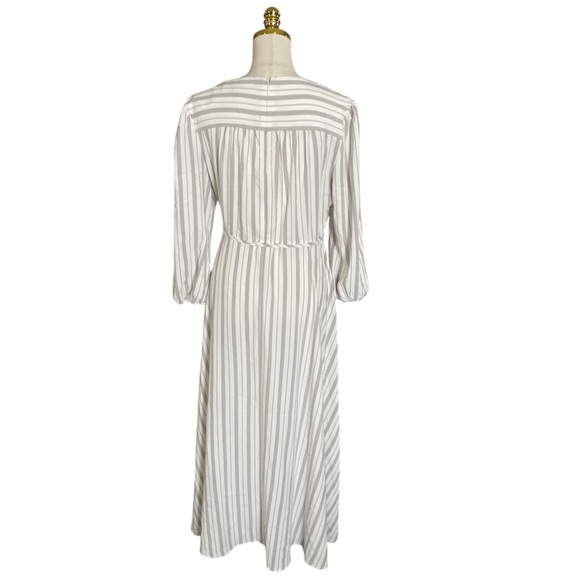 CALVIN KLEIN Women’s Striped Flowy Elbow Puff Sleeve Maxi Wrap Dress Plus Sz 16 - Picture 7 of 10